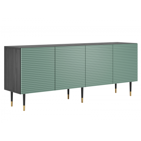 Komoda 180 cm  pod TV ryflowane fronty 4D IMPRES pistacjowa zieleń